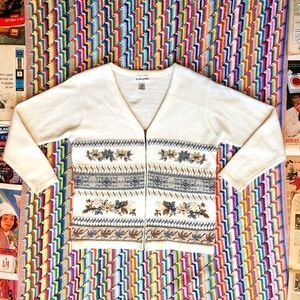 Vintage Alfred Dunner‎ Embroidered Knit Cardigan
